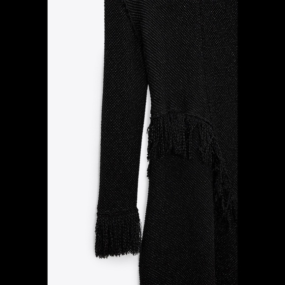Zara Studio KNIT SHIMMERY SPARKLY DRESS LIMITED EDITION Black Silver Fringe XS - Picture 9 of 12
